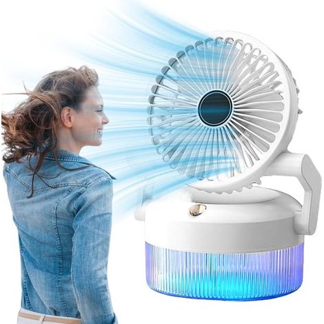 Ventilator，USB-aufladbar，Geräuscharme Kühlung，Faltbarer tragbarer Ventilator mit Lampe für Reisen (1/2)