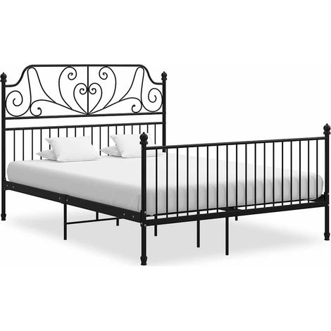 Maison Exclusive - Cadre de lit sans matelas noir métal 160x200 cm (1/5)