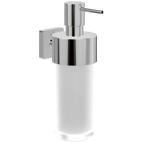 Villeroy & Boch Distributore di sapone da parete in vetro satinato con supporto quadrato - Cromo