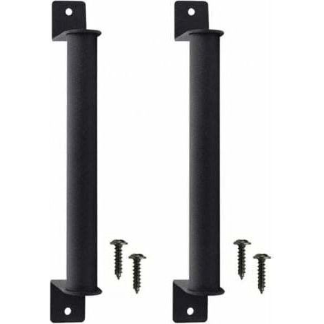 2 Pcs Poignée de Porte de Grange en Acier Carbone Durable Porte Style Grange Rétro Poignée de Porte Coulissante Anti-corrosion avec Vis pour Portes de Grange Coulissantes Placard - Noir (1/5)