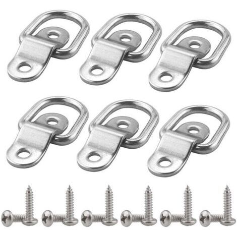 6 Pcs Anneaux Arrimage en Acier Inox D Anneau de Fixation avec Vis pour Remorque Bateaux Voiture Cargaison Autos Camions (1/4)
