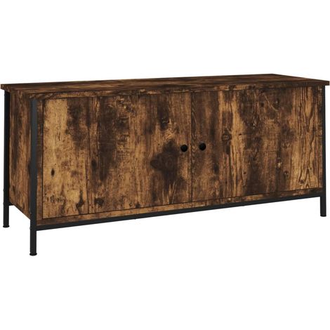 Mueble TV multimedia Estante TV Aparador TV Comedor Salón Dormitorio con puertas Roble ahumado 102 x 35 x 45 cm Madera de ingeniería marrón 020026898 (1/5)