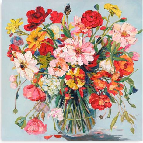 Domo Mea Dipinto Decorativo su Tela - Mazzo di Fiori - 100 x 100 cm (1/2)