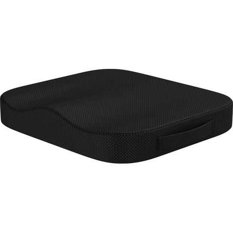 Coussins de siège adaptés au bureau et à la voiture - Coussins ergonomiques et orthopédiques en mousse à mémoire de forme - Fermeté moyenne - Noir 40 cm x 40 cm x 6 cm (1/3)