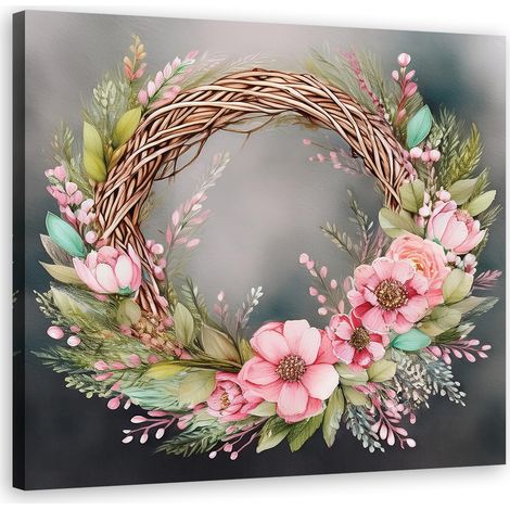Quadro su tela, Bouquet di fiori Shabby Chic - 40x40 (1/5)