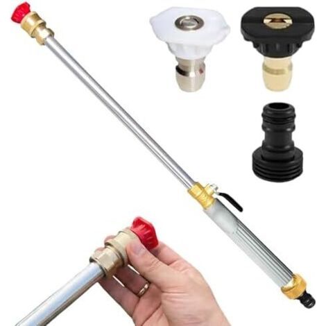 Rinceur Haute Pression Outil de Pulvérisation Réglable Raccord avec 3 Buses pour Nettoyer Terrasse, Sol Extérieur, Jardin et Voiture Gris -