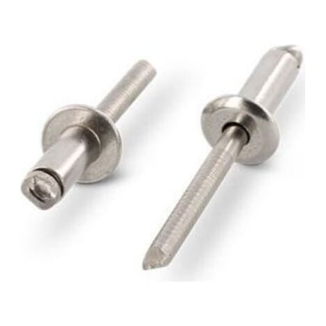 Rivets pop inox A4 AISI 316 Ø 3.2-4.8 mm – Longueur 6 mm – Boîte de 500 pièces – Pour milieu nautique et extérieur (1/2)