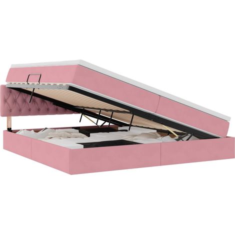 Maison Exclusive - Letto con Contenitore con materasso Rosa 200 x 200 cm Velluto