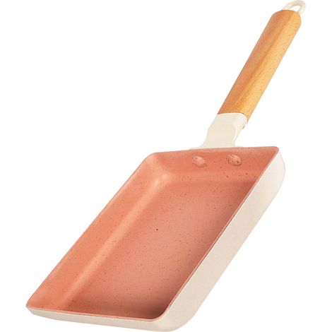 Quadratische Pfanne, Maifan-Stein, dicke Legierung, abnehmbarer Holzgriff, Pfanne für die Familienküche, rosa (18 cm lang und 14 cm breit) (1/5)