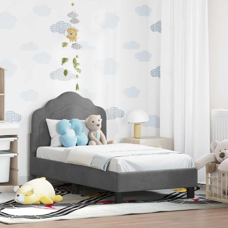 Kinderbettgestell mit Kopfteil Dunkelgrau 70 x 140 cm Samt