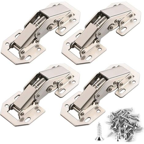 8PCS Charnière Porte Placard 90 Degrés avec Vis Amortisseur Piston Compression Support Relevable Accessoire Meubles Coin 77mm x 32mm (1/5)