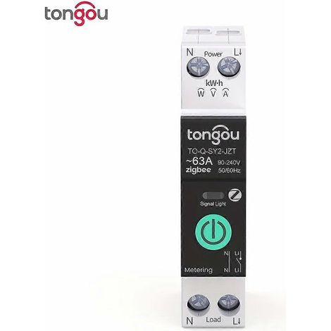 1pc Zigbee disjoncteur intelligent 1P 1-63A réglable avec protection contre les surtensions mesure de la consommation d'énergie, protection contre les surcharges, bricolage (1/5)