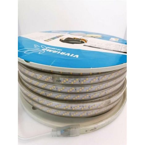 50 m striscia led 220v smd 2835 bobina 180led/m 9.5w/m ip65 esterno 3000k