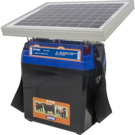 Elettrificatore Ranch Ama S750 a batteria con alimentazione a pannello solare 10W (1/5)