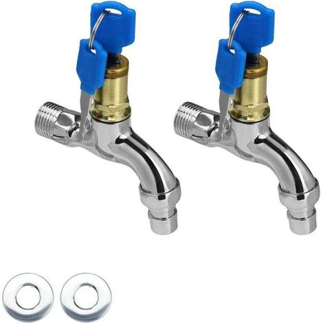 2 Pièces Robinet Verrouillable, Serrure Robinet Exterieur, Robinet D'eau Verrouillable, Robinet D'eau Verrouillable pour Utilisation Dans les Jardins et Potagers (1/4)