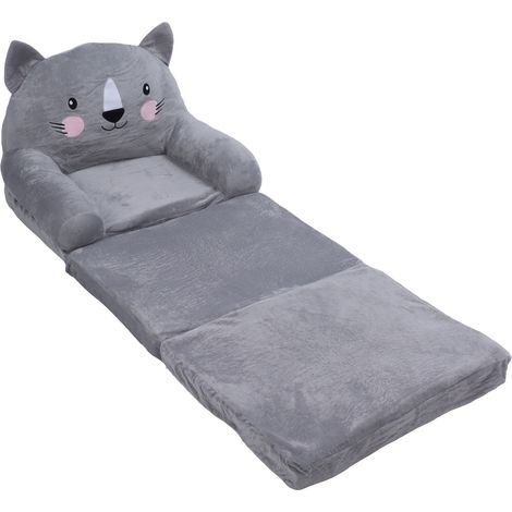 Chaise haute pliable grise style dessin animé avec large poignée, dossier stable et respirant, canapé bébé pour la chambre à coucher, 3 niveaux (1/5)