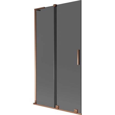 Mexen Velar L paratia per vasca da bagno scorrevole a 2 ante 100 x 150 cm, grafite, oro rosa - 896-100-003-41-60 (1/5)