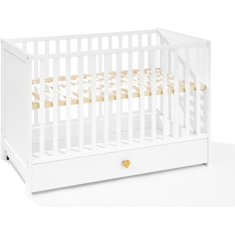 Cama infantil blanca con cajón Cama infantil de madera 120x60 cm Cama infantil blanca con cajón Cama infantil de madera 120x60 cm con colchón (1/5)