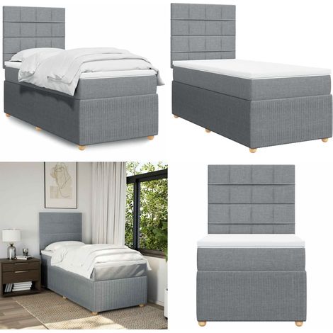 vidaXL Boxspringbett mit Matratze Hellgrau 90x190 cm Stoff (1/5)