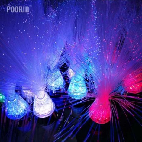 Lampe À Poser - Fibre Optique Multicolore - Base À Couleur Changeante - Pour Chambre Enfant - 1 Pièce (1/4)