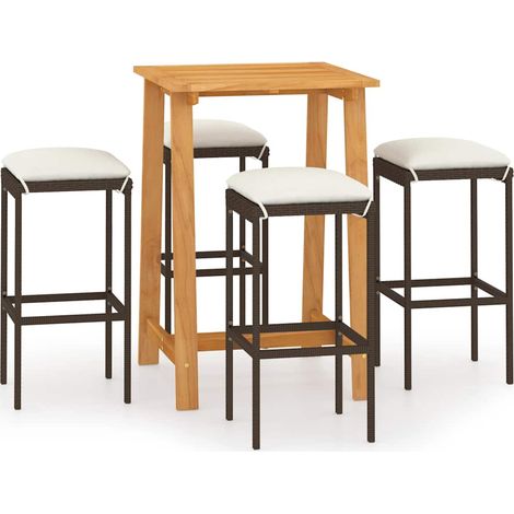 Maison Exclusive - Set Bar da Giardino 5 pz con Cuscini Marrone (1/5)