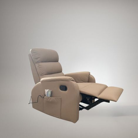 Poltrona relax manuale con 8 punti di massaggio colore taupè - Futura (1/5)