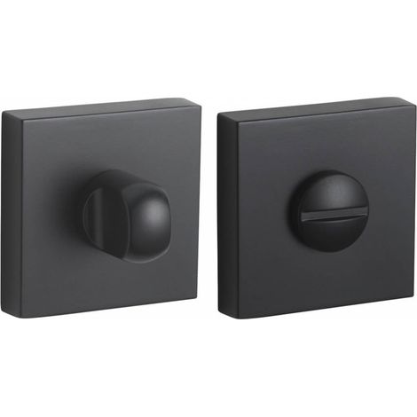 Coppia di rosette quadrate 50 x 50 mm con chiusura WC, nero opaco – THIRARD (1/3)