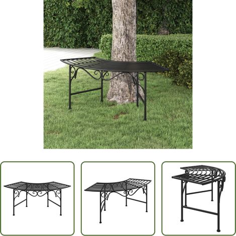 vidaXL Banc en acier - Banc tour d'arbre 113 cm Noir Acier (1/5)