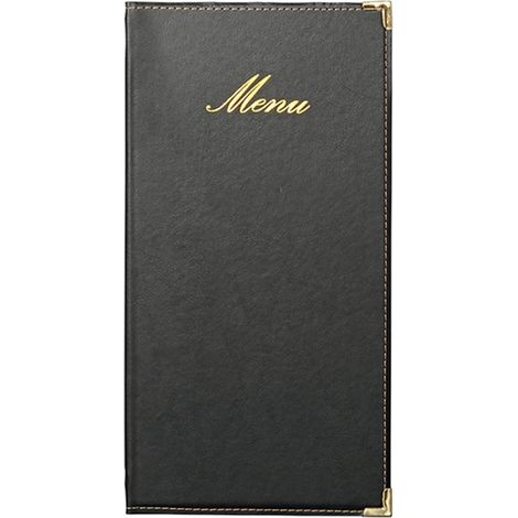 Carte Menu long simili-cuir - 1 double insert inclus (présente 4 pages) - Securit (1/3)