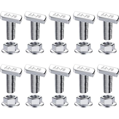 10pcs T Nuts and Bolts, Aluminum T Slot Kit, Fastener Screw Set with Adjustable Fit,track Hardware Set, Door Mechanism, Solar Panel Mounting (1/5)