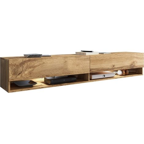 Mueble TV Sarasota 119, Roble wotan, Número de puertas: 2, Número de cajones: 0, 180x30x33cm