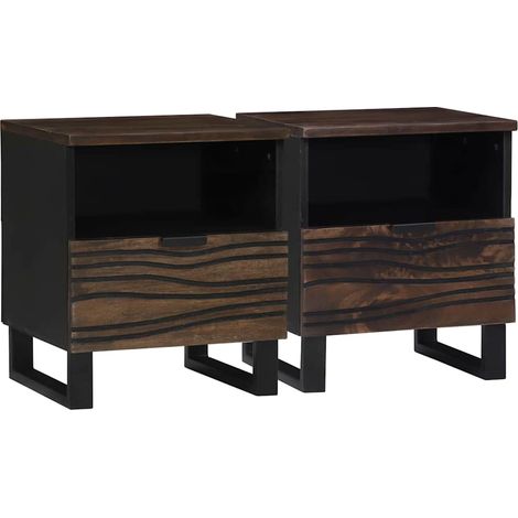Cabinet de chevet avec tiroir 2 pcs-Lot de 2 Table de nuit-Table de chevet Noyer 40 x 33 x 46 cm 529577 (1/5)