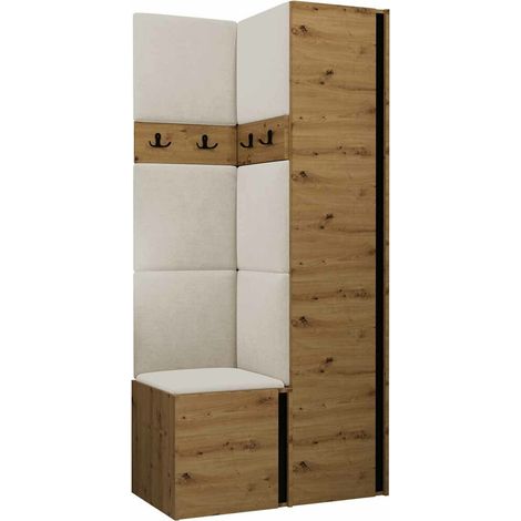 Conjunto para recibidor Pinis XXIV, Manila 02, 186x82x46cm, Aglomerado laminado, Tapiz, Colocada, Montada en la pared