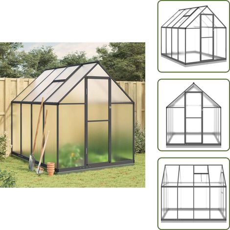 Serre avec cadre de base anthracite 224x169x202 cm aluminium - Serre De Jardin - Serre Aluminium - Abri Jardin - Protection Plante - Greenhouse