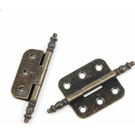 2 PCS Charnières Antiques 70×35mm Charniere Porte Placard Vintage 6 Trous Charnières Rétro Pliant Charniere Decorative Fer Charnière Porte Meuble Ancien pour Tiroir Armoire Botes(vis non incluses) Gro (1/5)