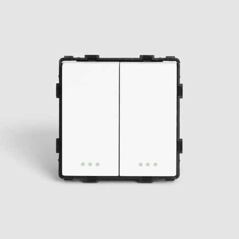 Interrupteur Double Bouton-Poussoir Modern Blanc (1/5)