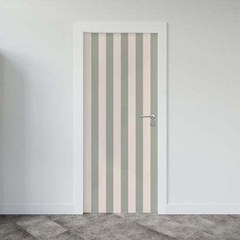 Sticker porte, rayures Vert, bandes vert et blanc, 204 cm X 60 cm (1/5)