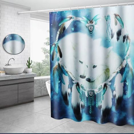 TEMPSA Rideau de douche avec 12 Crochets 180x180cm Pour Salle de bain (1/2)