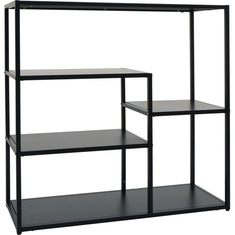 [NON UTILIZZATO] Scaffale libreria HHG-599, mobile da salotto, moderno con ripiani, in metallo stile industriale 80x80x30cm, nero