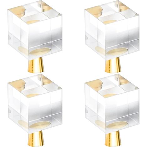 4 Pcs Crystal Drawer Knobs(20x35mm), Square Glass Door Handle with Screws for Cupboard Drawer Vanity (1/5)