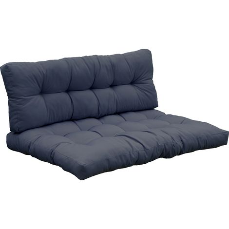 Coussin extérieur gris anthracite 120x80x15 cm – Tissu déperlant 180g/m² – Lot de 2 coussins pour palette – RIOUGA – Red Deco