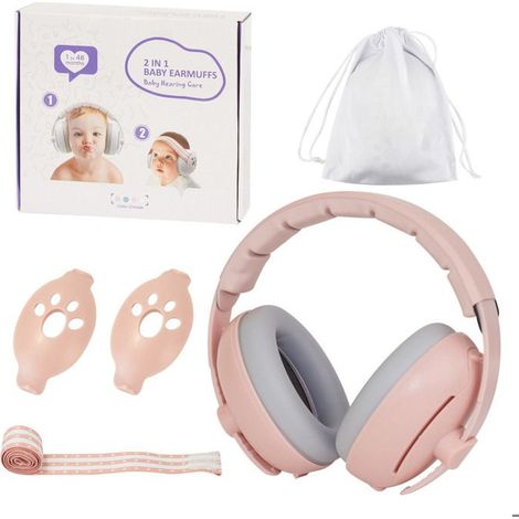 KLVGTIFS PU - Cache-oreilles 2 en 1 pour Bébé, Casque Antibruit Bébé,Casque Anti Bruit Bebe pour Protection Contre le Bruit (0-4 ans), Réduction (1/5)