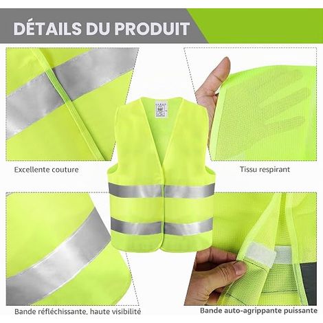Gilet Jaune Voiture Gilet Jaune Adulte Gilet Jaune Velo Gilet Securite Homme Gilet Fluorescent De Sécurité Réfléchissant Gilet Haute Visibilité Femme (1/3)