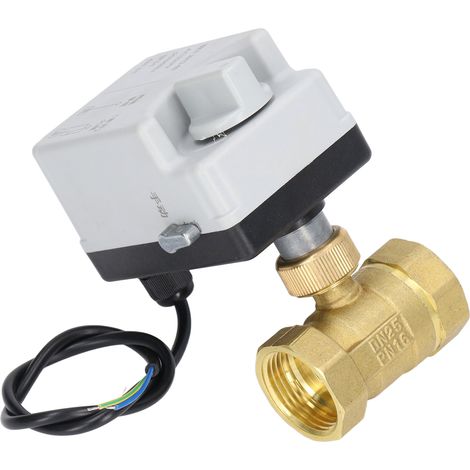 Robinet à bille motorisé DN25 en laiton, 2 voies, 2 fils, normalement ouvert, vanne électrique AC220V (1/5)