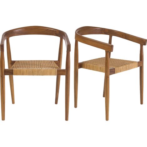 Sedia etnica in legno massello di teak e intreccio in rattan (lotto da 2) NEGARA (1/5)