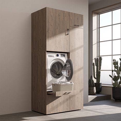 Roomart S2 Waschmaschinenschrank mit Schubladen 112 cm, Eiche