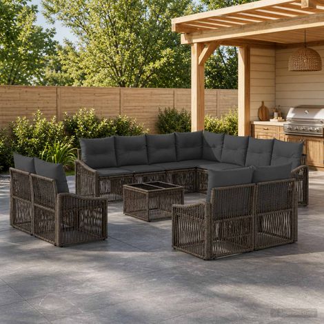 Set Divano da Giardino 12 pcs Grigio polyrattan vidaXL (1/5)