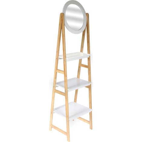 Étagère - HOME DECO FACTORY - Copenhague - Avec miroir - Blanc (1/5)