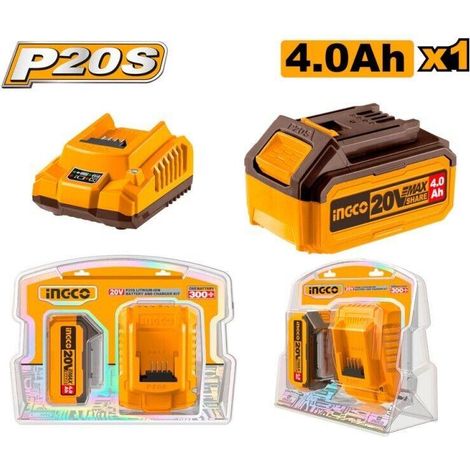 Caricabatteria + 1 Batteria a litio 20V - 4 Ah per elettroutensili INGCO da 20V. (1/5)