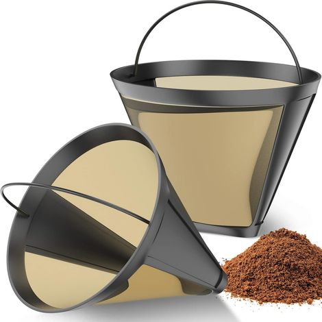 Filtre À Café Réutilisable - Acier Inoxydable Et Plastique - Pour Cafetière Et Machine À Café - 2 Pièces (1/5)